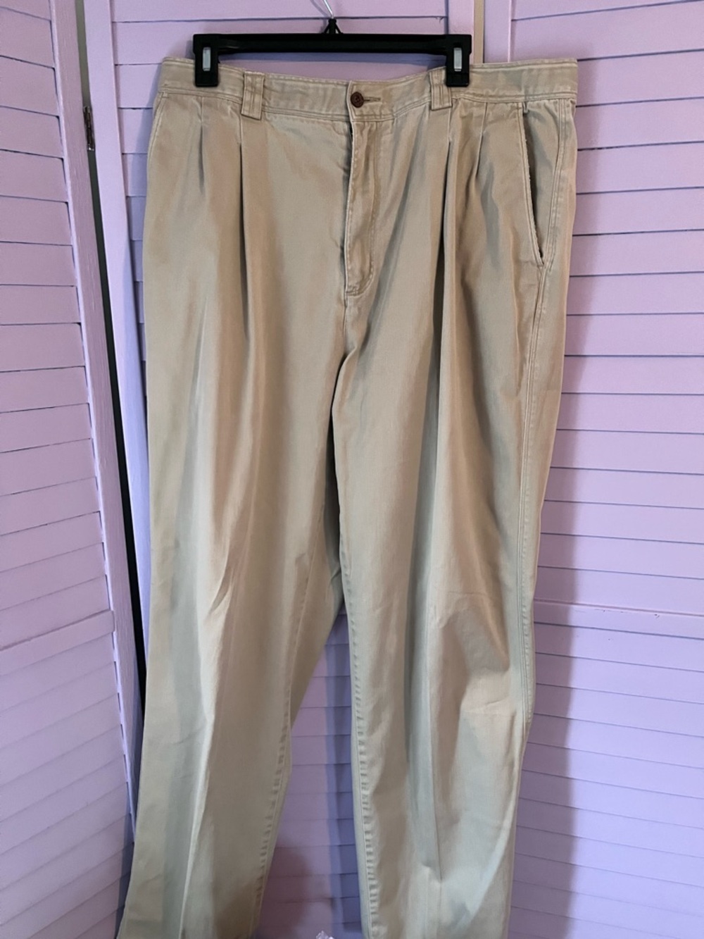 TOMMY BAHAMAS Men's Classic Pleated Chino Pants in Tan.  38” by 36”